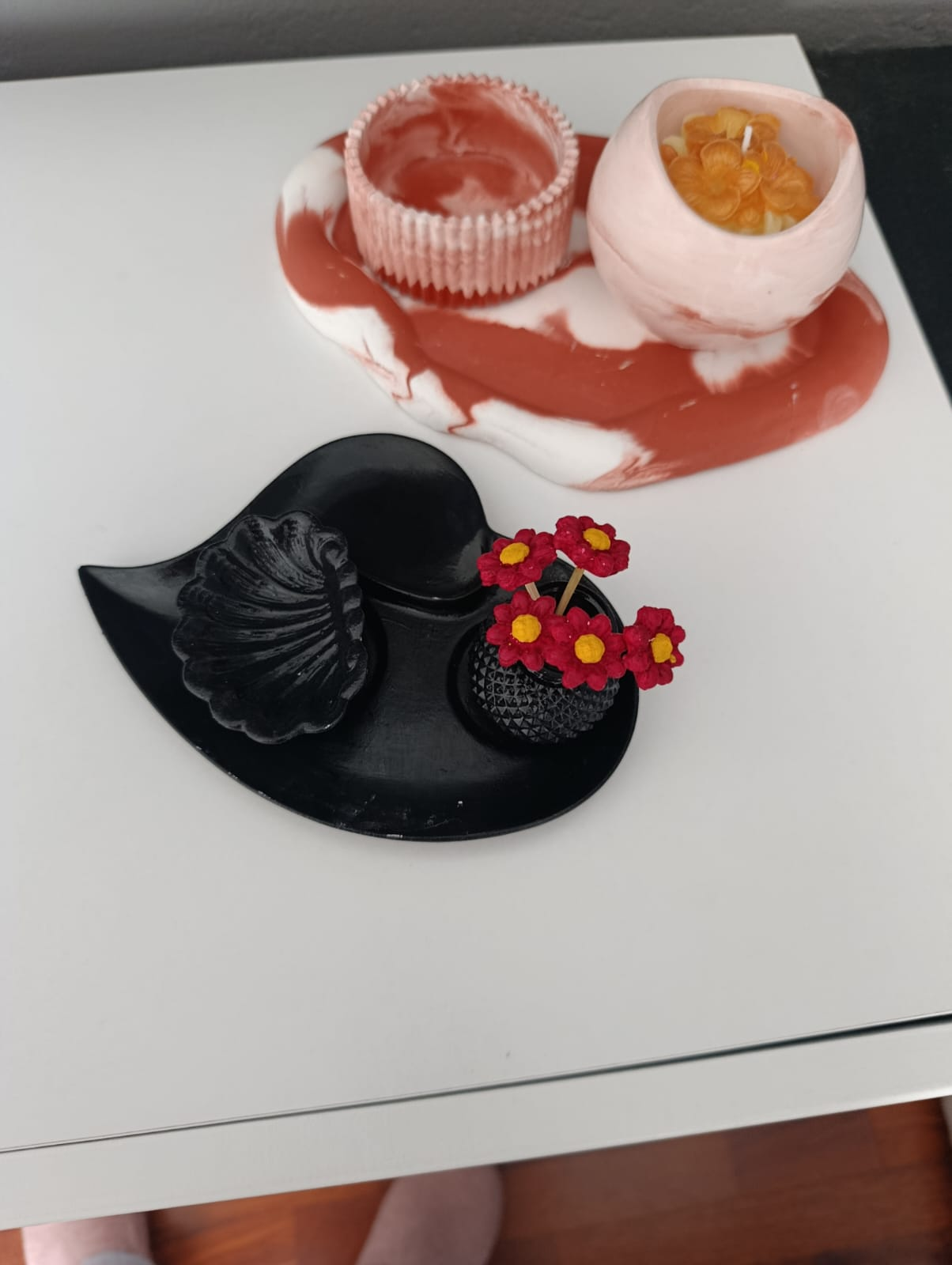 Çiçek Tasarımlı Dekoratif Mum Seti