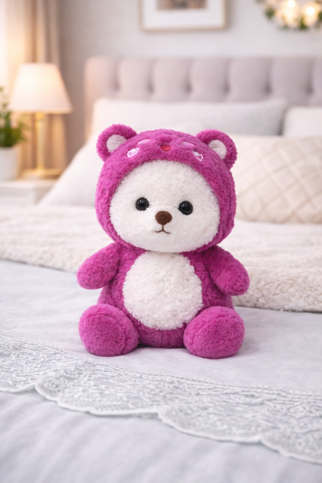 Kapüşonlu Sevimli Ayıcık Peluş Oyuncak – Ultra Yumuşak Dekoratif Oyuncak