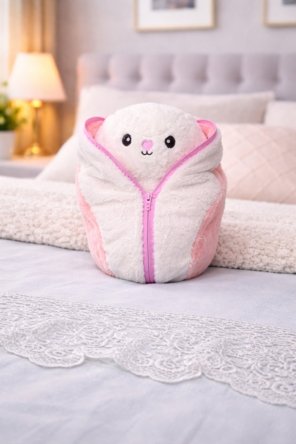 Pembe Kulaklı Sevimli Tavşan Peluş Oyuncak – Ultra Yumuşak Sarılmalık Oyuncak